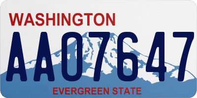 WA license plate AAO7647