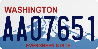 WA license plate AAO7651