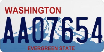 WA license plate AAO7654