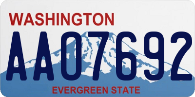 WA license plate AAO7692