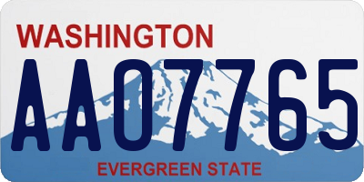 WA license plate AAO7765