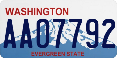 WA license plate AAO7792