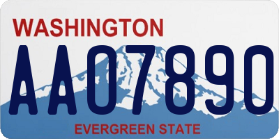 WA license plate AAO7890