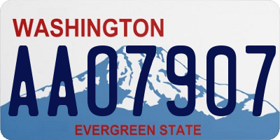 WA license plate AAO7907