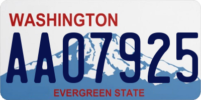 WA license plate AAO7925