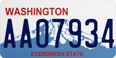 WA license plate AAO7934