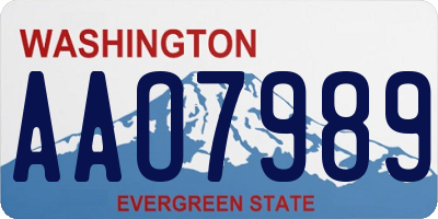 WA license plate AAO7989