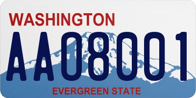 WA license plate AAO8001