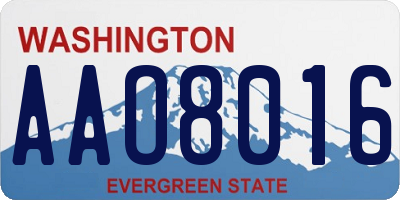 WA license plate AAO8016