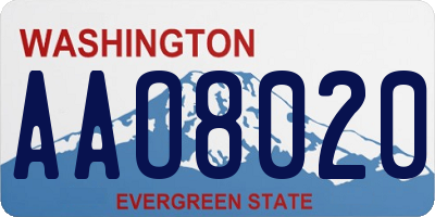 WA license plate AAO8020