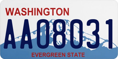 WA license plate AAO8031