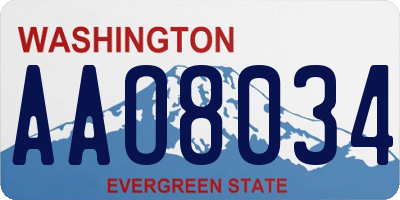 WA license plate AAO8034