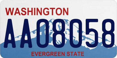 WA license plate AAO8058