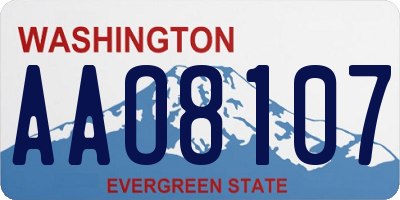 WA license plate AAO8107
