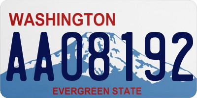 WA license plate AAO8192