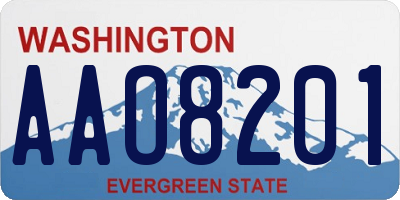 WA license plate AAO8201
