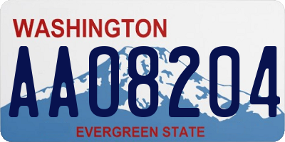 WA license plate AAO8204