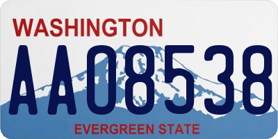 WA license plate AAO8538