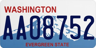 WA license plate AAO8752