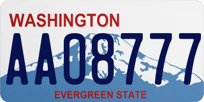 WA license plate AAO8777