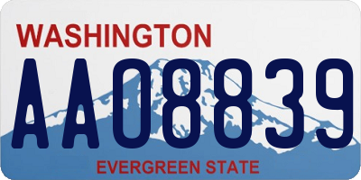 WA license plate AAO8839