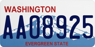 WA license plate AAO8925