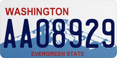 WA license plate AAO8929