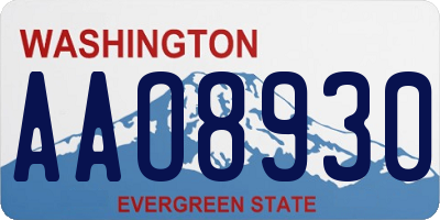 WA license plate AAO8930