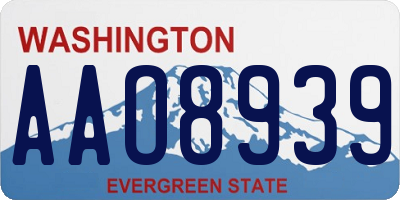WA license plate AAO8939