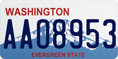 WA license plate AAO8953