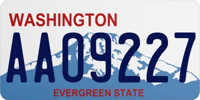 WA license plate AAO9227