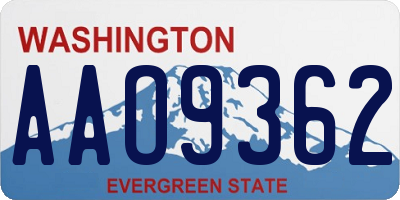 WA license plate AAO9362