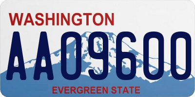 WA license plate AAO9600