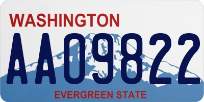 WA license plate AAO9822