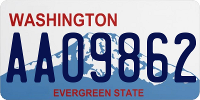 WA license plate AAO9862