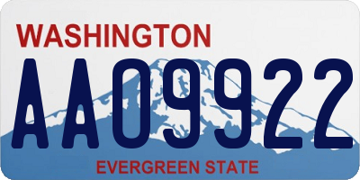 WA license plate AAO9922
