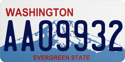 WA license plate AAO9932