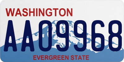 WA license plate AAO9968