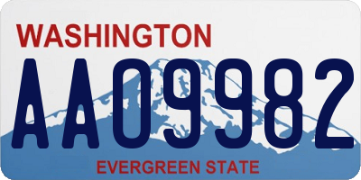 WA license plate AAO9982