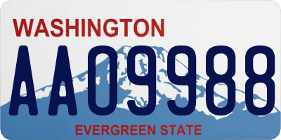 WA license plate AAO9988