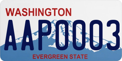 WA license plate AAP0003