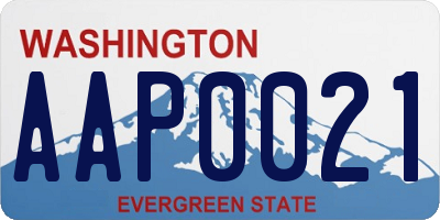 WA license plate AAP0021