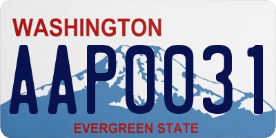 WA license plate AAP0031