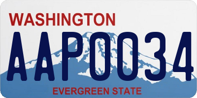 WA license plate AAP0034