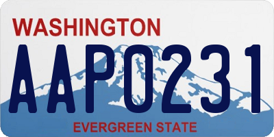 WA license plate AAP0231