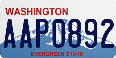 WA license plate AAP0892