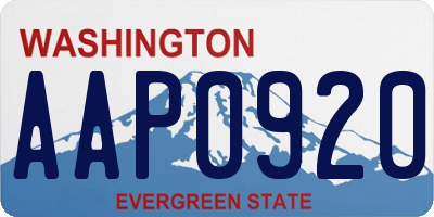 WA license plate AAP0920