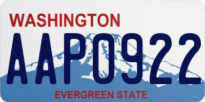 WA license plate AAP0922