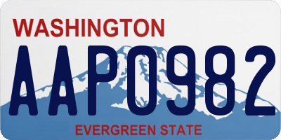 WA license plate AAP0982