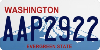 WA license plate AAP2922